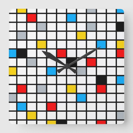 Mondriaan Geometric Minimalist Comopsition Modern Vierkante Klok (Voorkant)