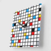 Mondriaan Geometric Minimalist Comopsition Modern Vierkante Klok (Hoek)