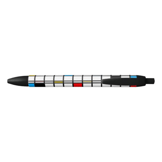Mondriaan Geometric Minimalist Comopsition Modern Zwarte Inkt Pen (Achterkant)