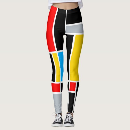 Mondriaan geometrische primaire kleurenrechte lijn leggings (Voorkant)