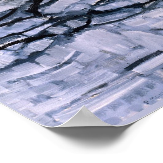 Mondriaan - Grijze boom, beroemd schilderij Poster (Hoek)