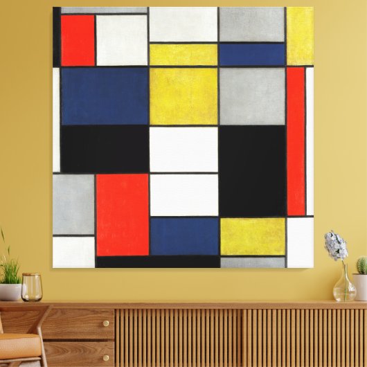 MONDRIAAN - Grote compositie A - 1919-1920 - Canvas Afdruk (Insitu (Woonkamer))