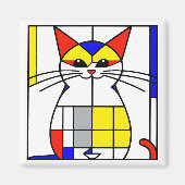Mondriaan kat magneet (Voorkant)