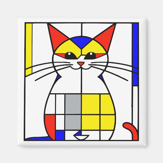 Mondriaan kat magneet (Voorkant)