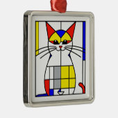 Mondriaan kat metalen ornament (Rechts)