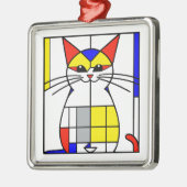 Mondriaan kat metalen ornament (Links)