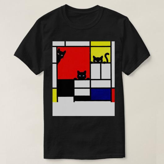 Mondriaan Katten Compositie met Rood Geel en Blauw T-shirt (Design voorkant)