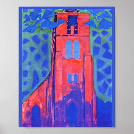 Mondriaan - Kerkkertoren in Domburg Poster (Voorkant)