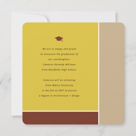 Mondriaan kleurenblokken Afstudeerder Modern Foto  Aankondiging (Achterkant)