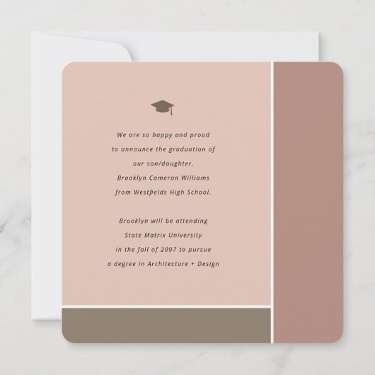 Mondriaan kleurenblokken Afstudeerder Modern Foto  Aankondiging (Achterkant)