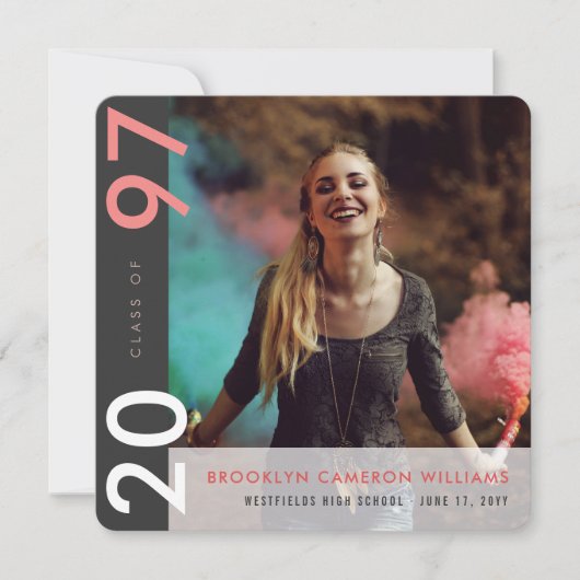 Mondriaan kleurenblokken Afstudeerder Modern Foto  Aankondiging (Voorkant)