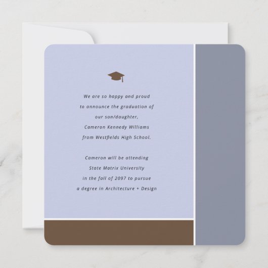 Mondriaan kleurenblokken Afstudeerder Modern Foto  Aankondiging (Achterkant)