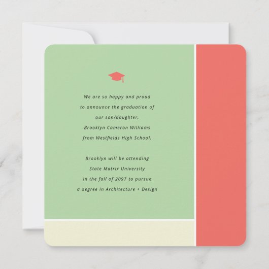 Mondriaan kleurenblokken Afstudeerder Modern Foto  Aankondiging (Achterkant)