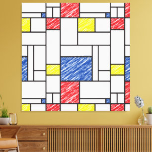 Mondriaan Krabbeltjes Minimalistisch De Stijl Mode Canvas Afdruk