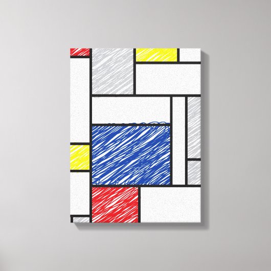 Mondriaan Krabbeltjes Minimalistisch De Stijl Mode Canvas Afdruk (Voorkant)
