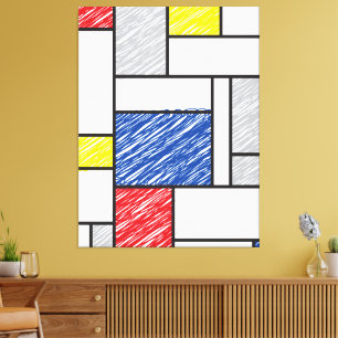 Mondriaan Krabbeltjes Minimalistisch De Stijl Mode Canvas Afdruk