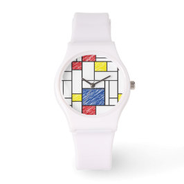 Mondriaan Krabbeltjes Minimalistisch De Stijl Mode Horloge