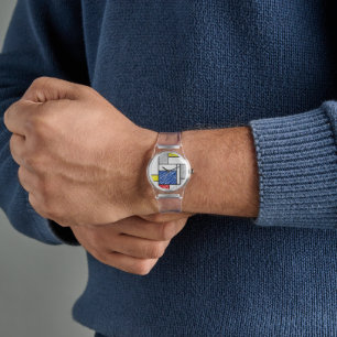 Mondriaan Krabbeltjes Minimalistisch De Stijl Mode Horloge