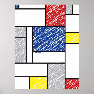 Mondriaan Krabbeltjes Minimalistisch De Stijl Mode Poster