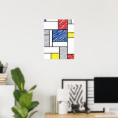 Mondriaan Krabbeltjes Minimalistisch De Stijl Mode Poster (Thuiskantoor)