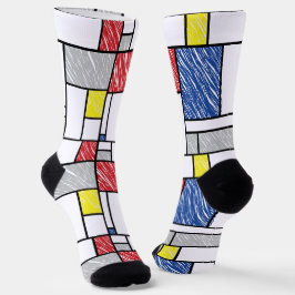 Mondriaan Krabbeltjes Minimalistisch De Stijl Mode Sokken