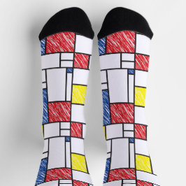 Mondriaan Krabbeltjes Minimalistisch De Stijl Mode Sokken