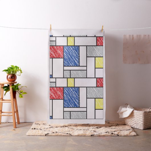 Mondriaan Krabbeltjes Minimalistisch De Stijl Mode Stof (Voorbeeld)