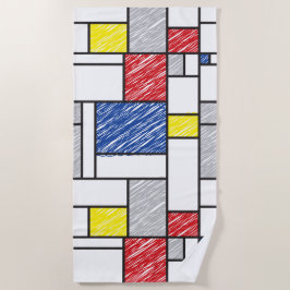 Mondriaan Krabbeltjes Minimalistisch De Stijl Mode Strandlaken