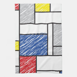 Mondriaan Krabbeltjes Minimalistisch De Stijl Mode Theedoek