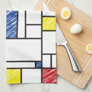 Mondriaan Krabbeltjes Minimalistisch De Stijl Mode Theedoek