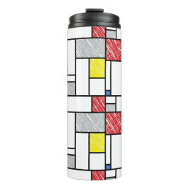 Mondriaan Krabbeltjes Minimalistisch De Stijl Mode Thermosbeker