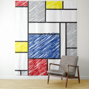 Mondriaan Krabbeltjes Minimalistisch De Stijl Mode Wandkleed