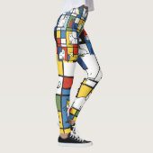 Mondriaan Kunst Geïnspireerde Kat Illustratie Leggings (Rechts)