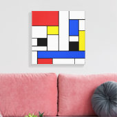 Mondriaan Lijnen Verpakt Canvas 12" x 12" (Insitu (Woonkamer))