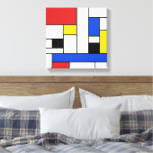 Mondriaan Lijnen Verpakt Canvas 12" x 12" (Insitu (Slaapkamer))