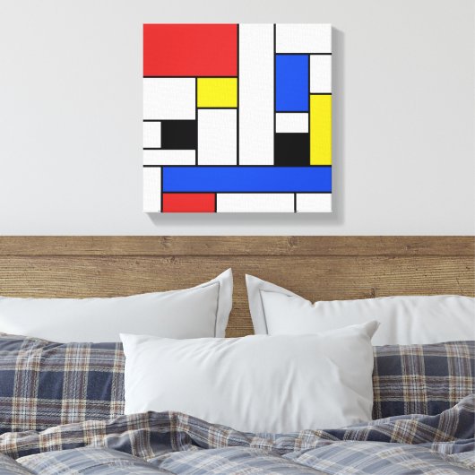 Mondriaan Lijnen Verpakt Canvas 12" x 12" (Insitu (Slaapkamer))