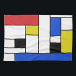 Mondriaan Lines Kitchen Towel 16 x 24 inch Theedoek<br><div class="desc">Ontwerp geïnspireerd door de nederlandse schilder Piet Mondrian in rood,  blauw,  geel en zwart</div>