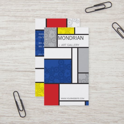 Mondriaan Minimalist De Stijl Art Retro Circles Visitekaartje (Voorkant / Achterkant in situ)