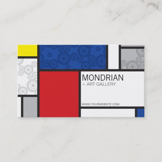 Mondriaan Minimalist De Stijl Art Retro Circles Visitekaartje (Voorkant)