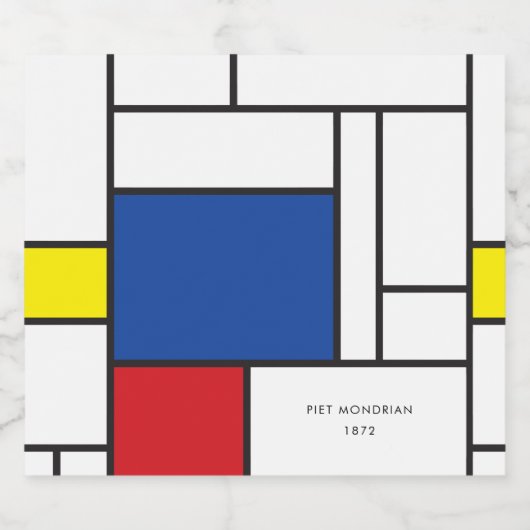 Mondriaan minimalist Geometric de Stijl Modern Art Bier Etiket (Enkel label)