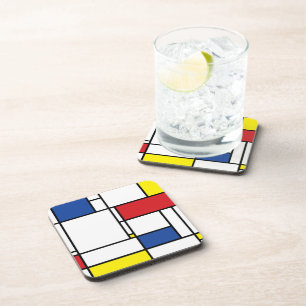 Mondriaan minimalist Geometric de Stijl Modern Art Bier Onderzetter