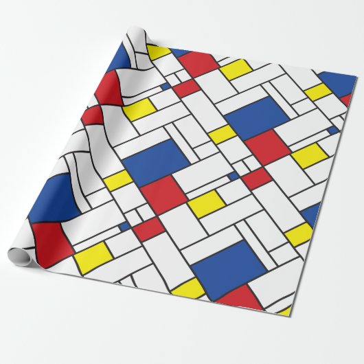 Mondriaan minimalist Geometric de Stijl Modern Art Cadeaupapier (Uitgerold)