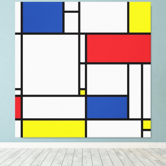 Mondriaan minimalist Geometric de Stijl Modern Art Canvas Afdruk (Insitu (Houten vloer))