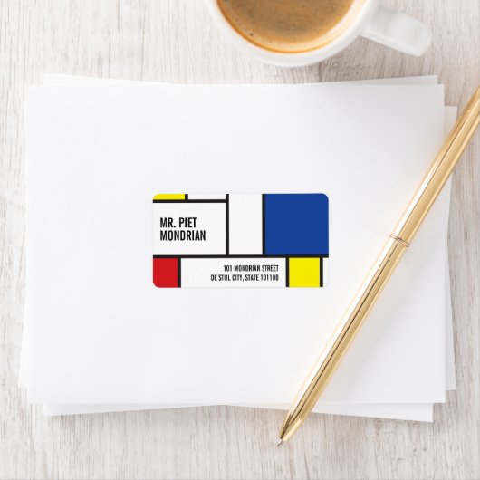 Mondriaan minimalist Geometric de Stijl Modern Art Etiket (Insitu)