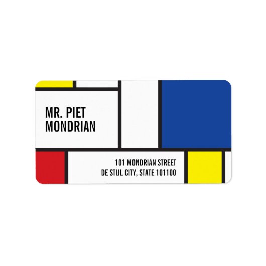 Mondriaan minimalist Geometric de Stijl Modern Art Etiket (Voorkant)