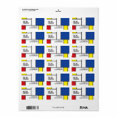 Mondriaan minimalist Geometric de Stijl Modern Art Etiket (Full Sheet)