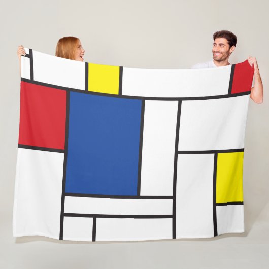 Mondriaan minimalist Geometric de Stijl Modern Art Fleece Deken (In situ)