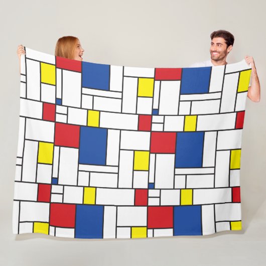 Mondriaan minimalist Geometric de Stijl Modern Art Fleece Deken (In situ)