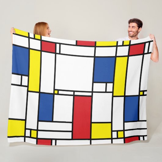 Mondriaan minimalist Geometric de Stijl Modern Art Fleece Deken (In situ)