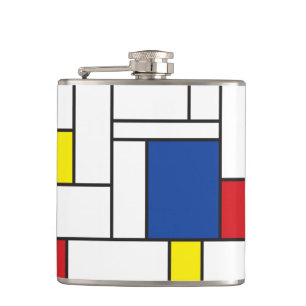 Mondriaan minimalist Geometric de Stijl Modern Art Heupfles